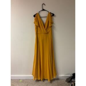 David’s Bridal Marigold Yellow Bridesmaid Dress Formal Wedding Gown Maxi Summer